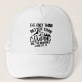 キャンパおもしろいースローガン夏キャンプ引用文 キャップ (正面)