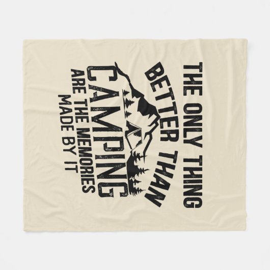 キャンパおもしろいースローガン夏キャンプ引用文 フリースブランケット (正面(横))