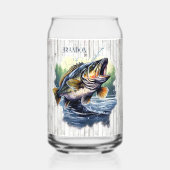 キャンパクールーレイクハウス魚釣り愛好家の名前を追加 ガラス缶 (正面)