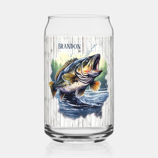 キャンパクールーレイクハウス魚釣り愛好家の名前を追加 ガラス缶 (正面)