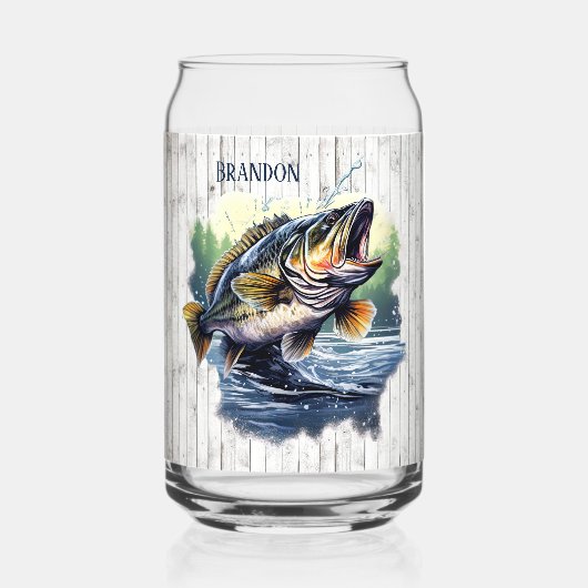 キャンパクールーレイクハウス魚釣り愛好家の名前を追加 ガラス缶 (裏面)