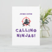 キャンパス忍者男子学生の社交クラブパーティ招待状カード セーブザデート (スタンド正面)