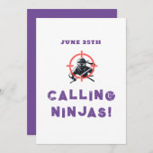 キャンパス忍者男子学生の社交クラブパーティ招待状カード セーブザデート (正面/裏面)