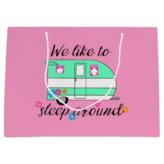 キャンパーおもしろい/「私たちは眠るのが好のまわりにき」 ラージペーパーバッグ (正面)