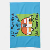 キャンパーのクイーンおもしろい- Camping RVキャラバンドー キッチンタオル (縦)