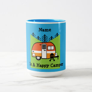 キャンパーのクイーンおもしろい- Camping RVキャラバンドー ツートーンマグカップ