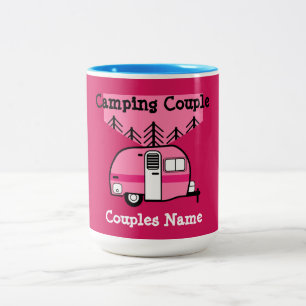 キャンパーのクイーンおもしろい- Camping RVキャラバンドー ツートーンマグカップ