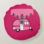 キャンパーのクイーンおもしろい- Camping RVキャラバンドー ラウンドクッション (裏面)
