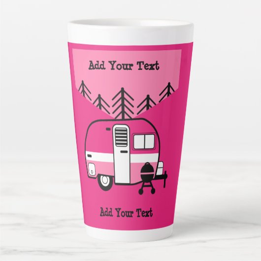 キャンパーのクイーンおもしろい- Camping RV カフェラテマグ (正面)