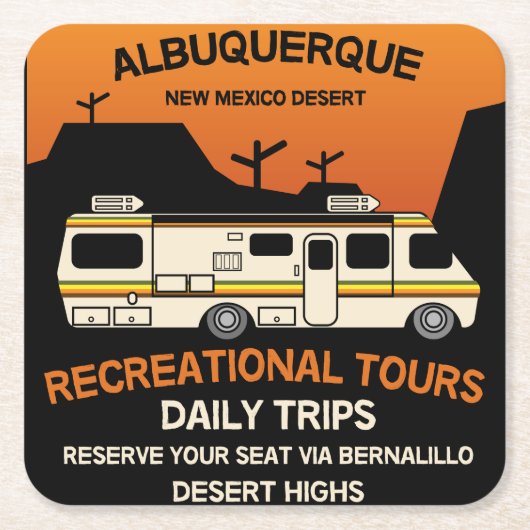 キャンパーのクイーン – キャンピおもしろいングRVキャラバン スクエアペーパーコースター (正面)
