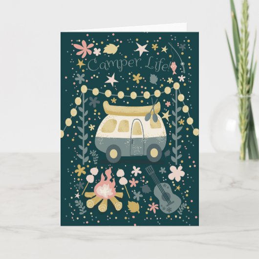 キャンパーのライフナイトタイムグリーティングカード カード (正面)