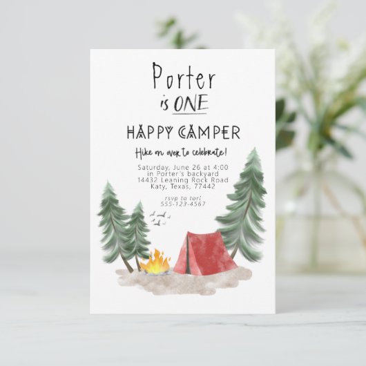 キャンパーの最初の誕生日の招待を喜ぶ 招待状 (スタンド正面)