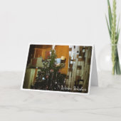 キャンパーの温かい願いの中のクリスマスツリー シーズンカード (正面)