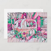 キャンパーの生活は、ちょうどピンクの緑のヒッピー行く旅である ポストカード (正面/裏面)