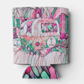 キャンパーの生活は、ちょうどピンクの緑のヒッピー行く旅である 缶クーラー (裏面)