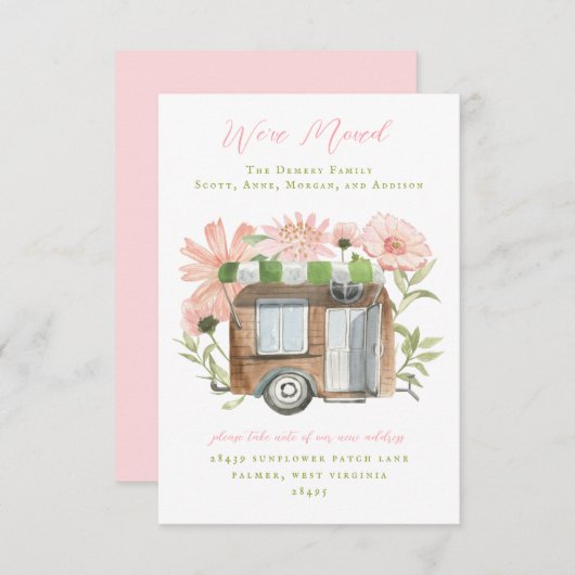 キャンパーの移動中のアナウンス 招待状 (正面/裏面)