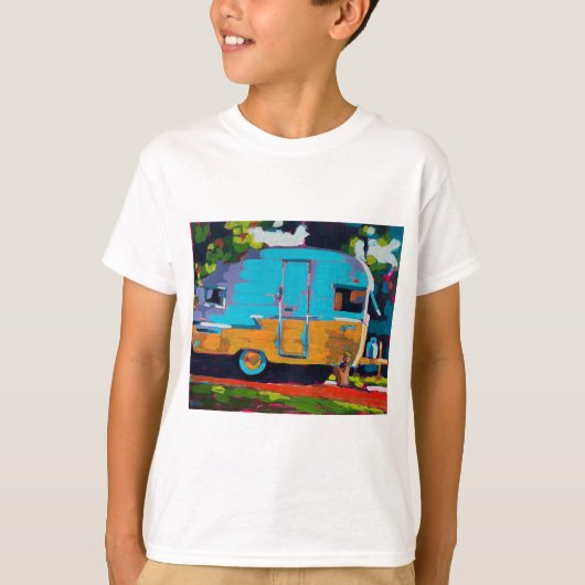 キャンパーアート - キャンプ好きへのギフト Tシャツ (正面)