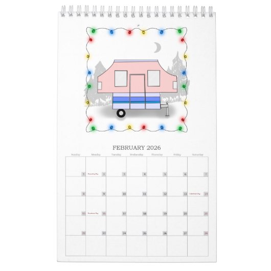 キャンパーカレンダー – ページ独身のの小さいカレンダー カレンダー (2月 2026)