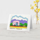 キャンパーキャンピングマウンテンバケーションカクタスロードトリップ カード (黄色い花)