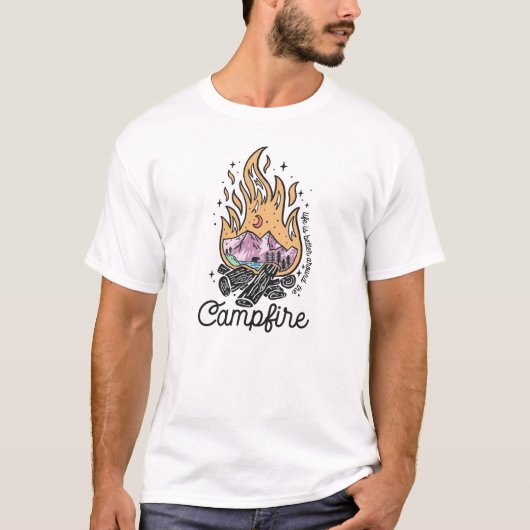 キャンパーキャンプファイアーキャンプ Tシャツ (正面)