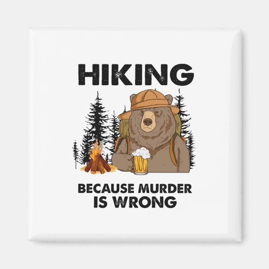 キャンパーギフト |ハイキングベア誕生日 マグネット (正面)