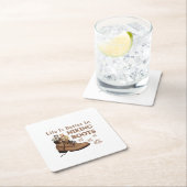 キャンパーギフト |長靴キャットのハイキングの方がライフがアップ スクエアペーパーコースター (インサイチュ)