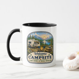キャンパーズ コーヒーマグ "Welcome to our Campsite" マグカップ