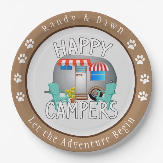 キャンパーソナライズされたピングプレート ペーパープレート (正面)