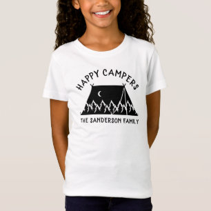 キャンパーバケーションネームテントファミリーキャンピングトリップ Tシャツ