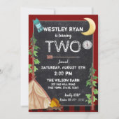 キャンパーバッファロープレイド誕生日キャンプ 招待状 (正面)