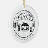 キャンパーパーソナライズされたバンアウトドア旅行年レビュー セラミックオーナメント (右)