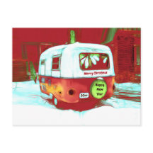 キャンパーレトロクリスマスレッドグリーンヴィンテージホリデー