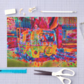 キャンパーレトロヒッカラフルピー生活は道路旅行 薄葉紙 (クラフト)