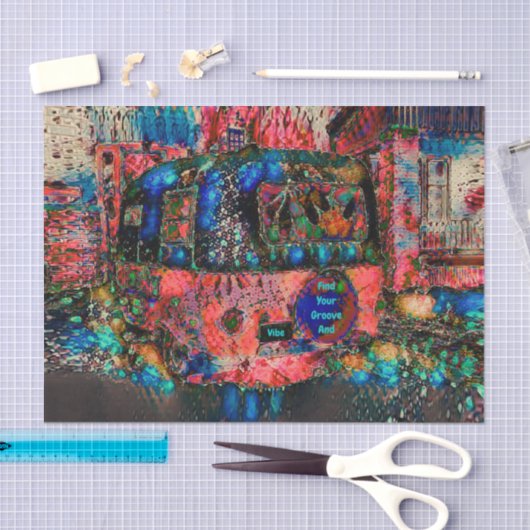 キャンパーレトロヒッピーあなたの溝とヴィーブを見つける 薄葉紙 (クラフト)