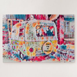 キャンパーレトロヒッピーのロードトリップ幸福の自由 ジグソーパズル