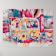 キャンパーレトロヒッピーのロードトリップ幸福の自由