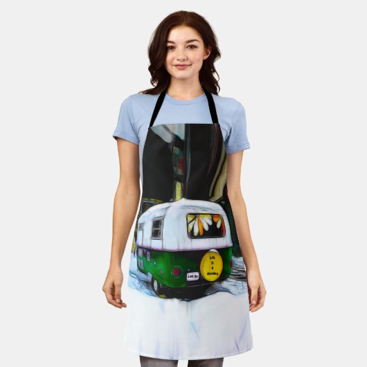 キャンパーレトロヒッピー生活はまさに行き過ぎ エプロン (着用した状態)