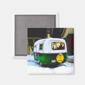 キャンパーレトロヒッピー生活はまさに行き過ぎ マグネット (正面/裏面)