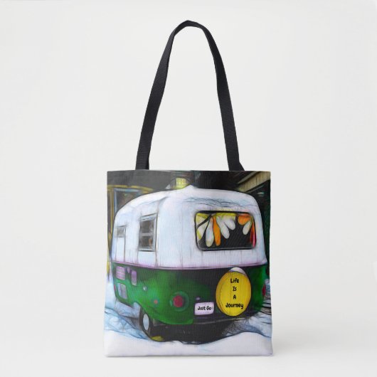 キャンパーレトロライフは旅だけ行くヒッピー トートバッグ (正面)