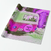 キャンパーレトロヴィンテージヒッピーハピネスイキャンピング ラッピングペーパー (アンロールド)