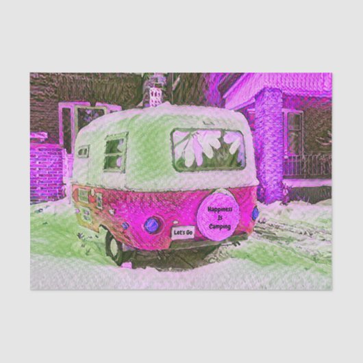 キャンパーレトロヴィンテージヒッピーハピネスイキャンピング 薄葉紙 (正面)