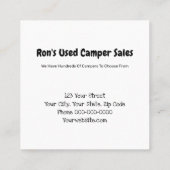 キャンパー販売とサービスヴィンテージ旅行トレーラー スクエア名刺 (裏面)