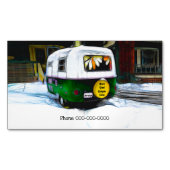 キャンパー販売とサービスヴィンテージ旅行トレーラー マグネット名刺 (正面)