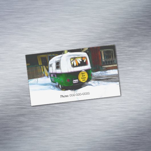 キャンパー販売とサービスヴィンテージ旅行トレーラー マグネット名刺 (インサイチュ)