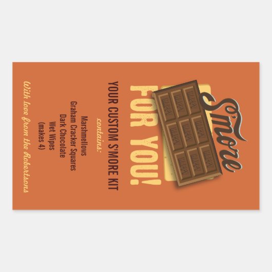 キャンパー&キャンプファイヤー用DIYスモアーキットギフトラベル 長方形シール (正面)