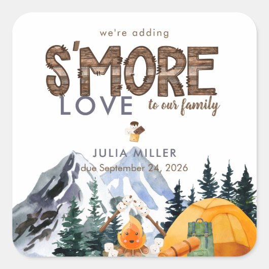 キャンパー |ベビー素朴シャワーのお願い スクエアシール (正面)
