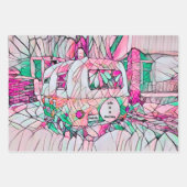 キャンパー·ライフはピンク·グリーン·ヒッピーの旅 ラッピングペーパーシート (正面3)