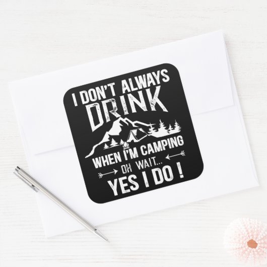 キャンピおもしろいングと飲みことわざ スクエアシール (封筒)