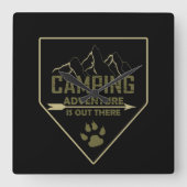 キャンピおもしろいング用キャンパーことわざ スクエア壁時計 (正面)