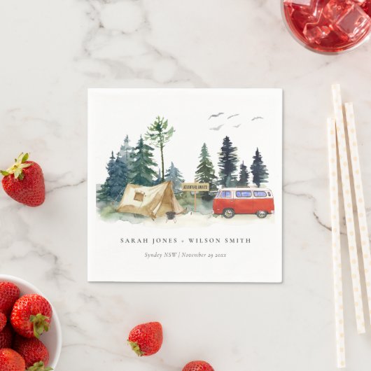 キャンピエレガントングウォーターカラーパインフォレ結婚スト スタンダードカクテルナプキン (インサイチュ)